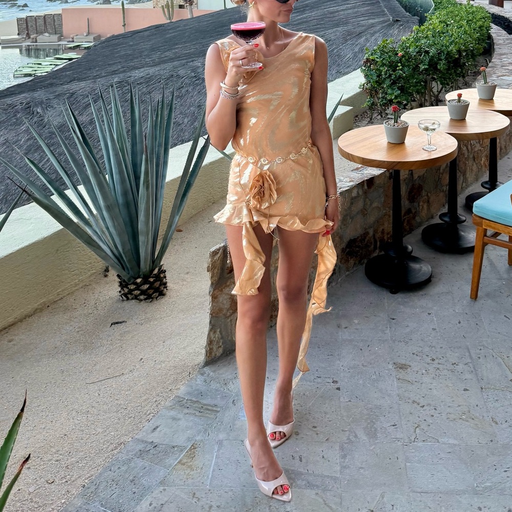 Delfi Collective Asymmetrical Ruffle Silk Dress